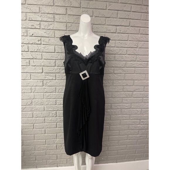 Anthony Studio Black Sleeveless Embellished Midi Shift Dress Size 12 - Picture 1 of 13